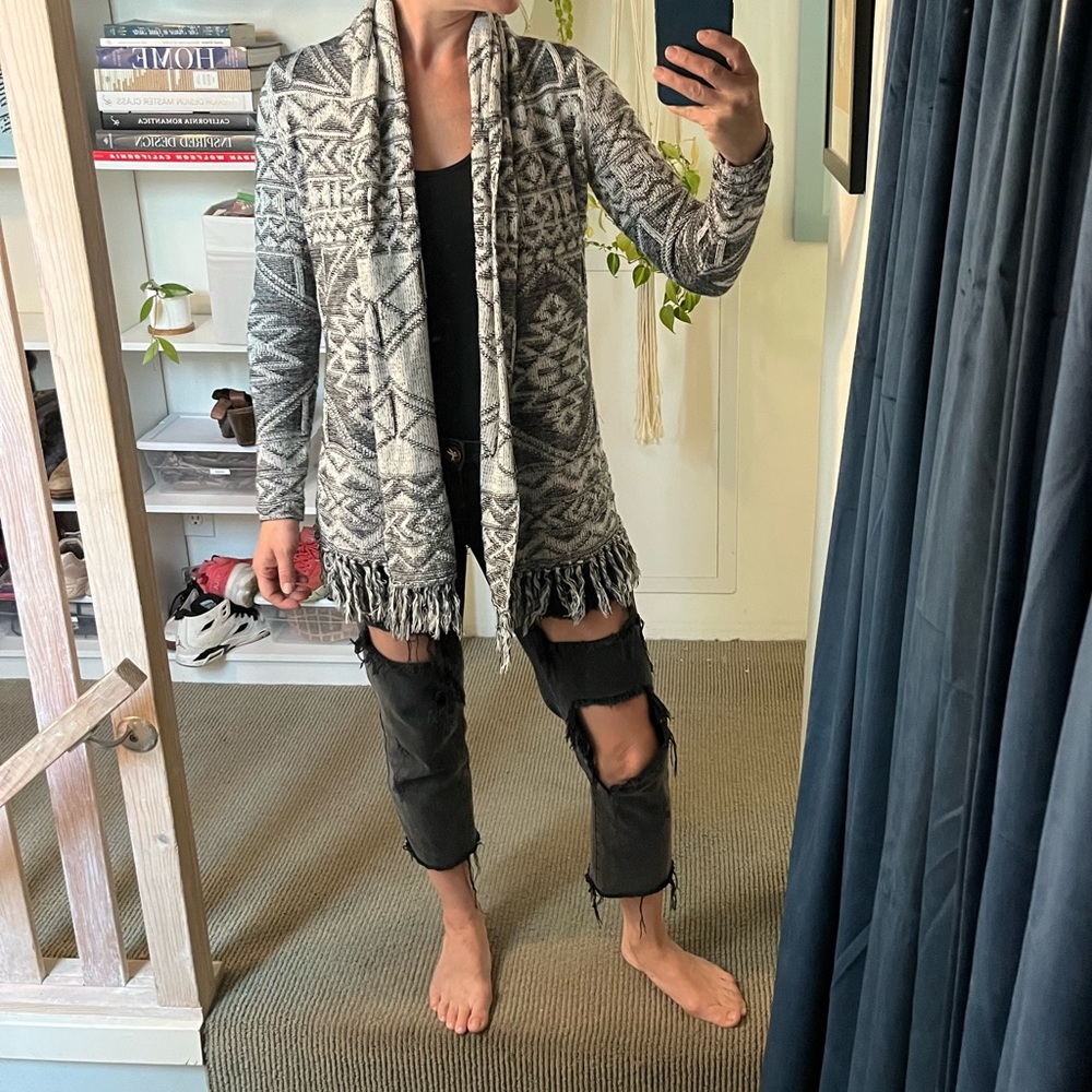 Southwest Print Woven Sweater Cardigan Shawl